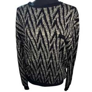 Callahan Metallic Chevron Knit Sweater – Black‎ & Light Gold – Size Small